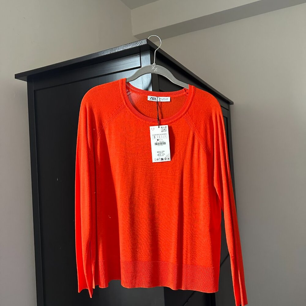 Zara NWT Knit Sweater Top S Orange